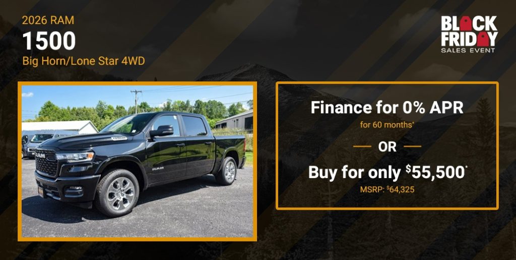2026 Ram 1500 Big Horn/Lone Star 4WD – Buy for $55,500 or Finance for 0% for 60 Months